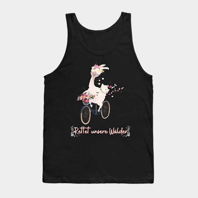 Alpaka Fahrrad Wald Retten Prinzessin Blumen Süß.png Tank Top by Maggini Art